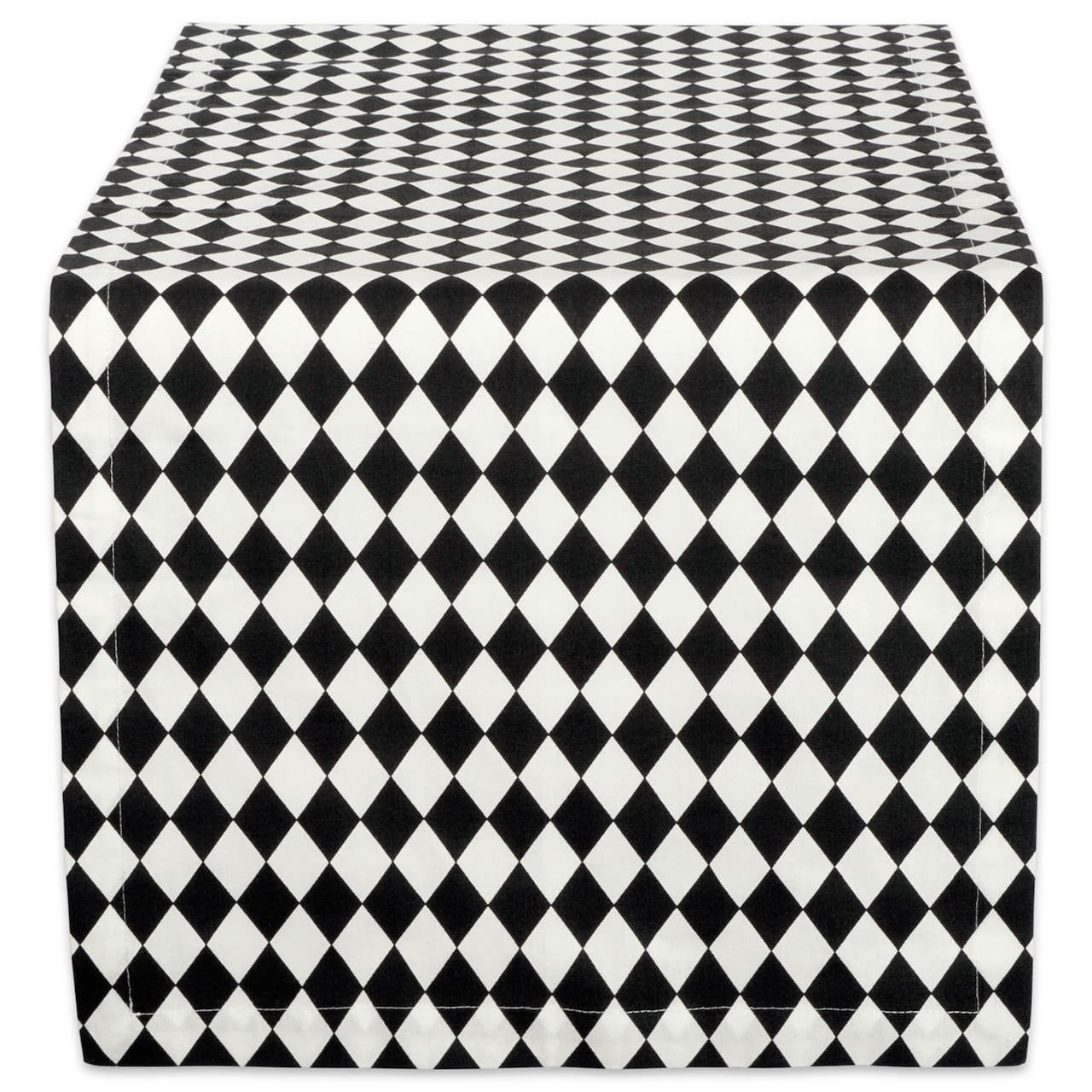 Black and Cream Harlequin Print Table Runner 14" x 72"